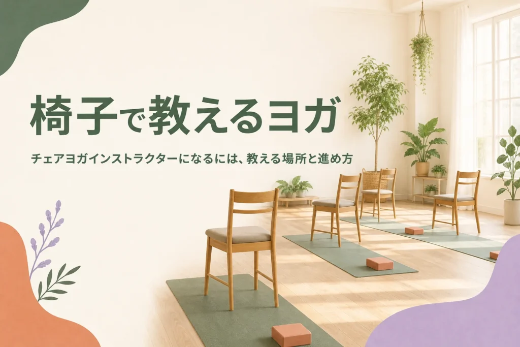 チェアヨガインストラクターになる方法と、椅子ヨガを教える場所と進め方を紹介する記事のアイキャッチ