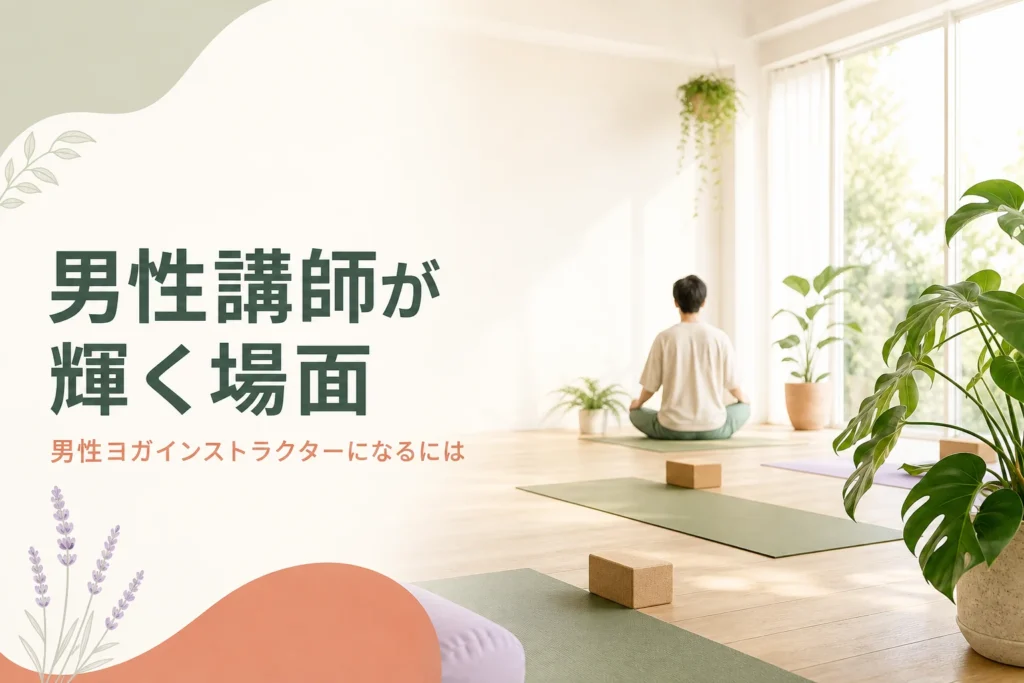 男性ヨガインストラクターが活躍しやすい場面と強みの活かし方を紹介する記事のアイキャッチ