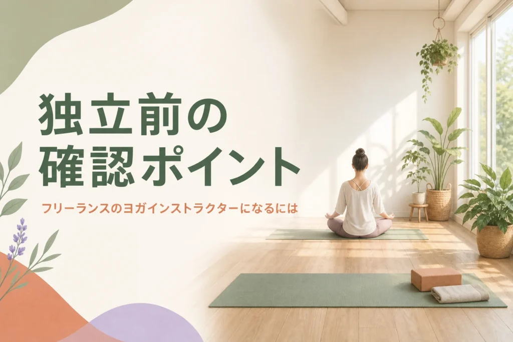フリーランスのヨガインストラクターとして独立する前に確認することを紹介する記事のアイキャッチ