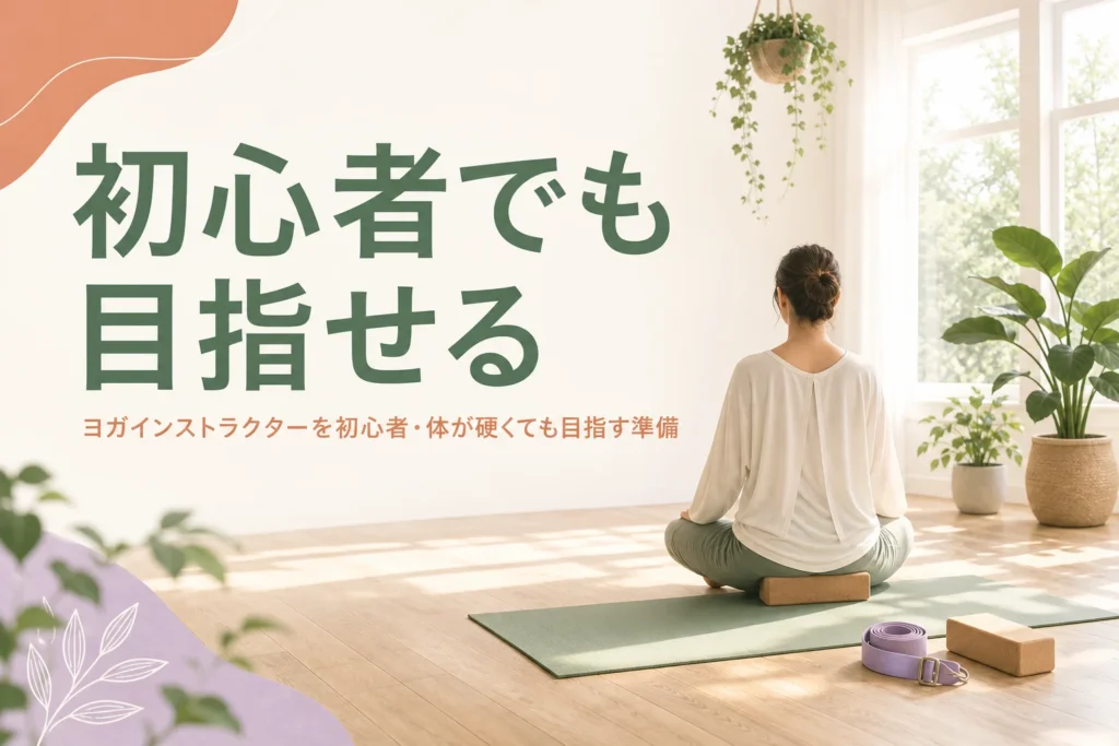 初心者や体が硬い人がヨガインストラクターを目指す準備を紹介する記事のアイキャッチ