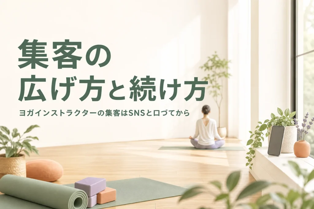 ヨガインストラクターの集客の手段と続け方を紹介する記事のアイキャッチ